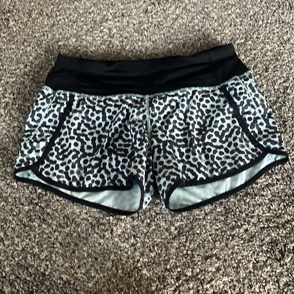 Lululemon Blue - Green cheetah print shorts size 4